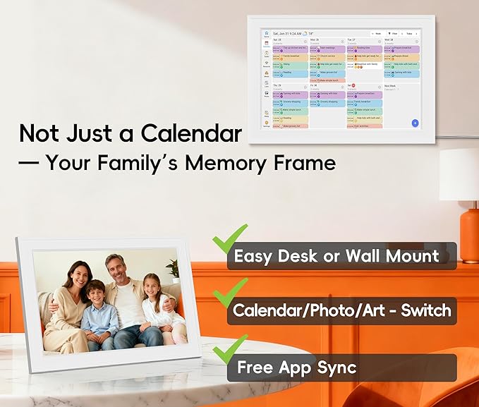 Digital Calendar, 10.1-inch Smart Wall Planner Electronic Calendar & Chore Chart, Smart Touchscreen Interactive Display for Family Schedules, Organize Your Daily & Family Routines, Desk & Wall Mount