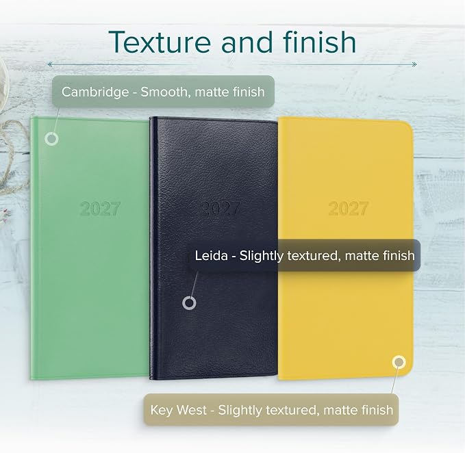 Harbor Pocket Weekly Monthly Planner 2027, Calendar Planner and Notebook, Durable Faux Leather, 192 Pages, Softcover & Book Bound - Cambridge Flamingo - 6x3.25"