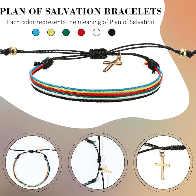 50 Set Plan of Salvation Bracelet Gifts Bulk Gospel Tracts Fathers Day Christian Church Gifts Bible Gospel Tracts Card Romans Road to Salvation Bookmarks for Church Men Women Evangelism Seeker