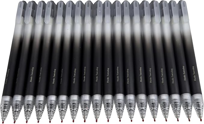 Fengtaiyuan Retractable Gel Pens, 0.5mm Bullet Point Fast Drying Black Ink, Frosted Gradient Triangular Ergonomic Barrel Writing Pens for School Exam Office Note Taking [Pack of 18]