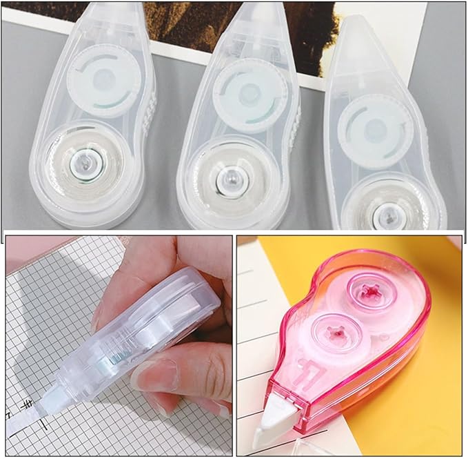 Lurrose 12pcs Correction Tape Set 12m Large Capacity Small Portable Correction Tapes for Students School Supplies Cute Stationery for Study and Office Use