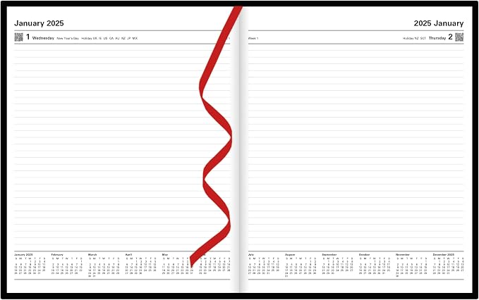 Letts of London Standard Quarto Day to a Page Planner in Leather-Look Hard Cover, 10.25-inch Length, Black, Office and School Supplies