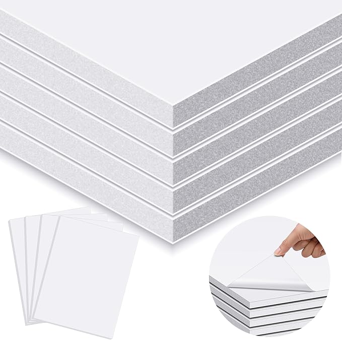 Pushglossy 25 Sheets 18 x 24 x 3/16" Self Adhesive Foam Board White Self-Adhesive Tack Foam Boards Large Free Mounting Poster for Crafts Presentation Vision Board Signboard and Party Decorations