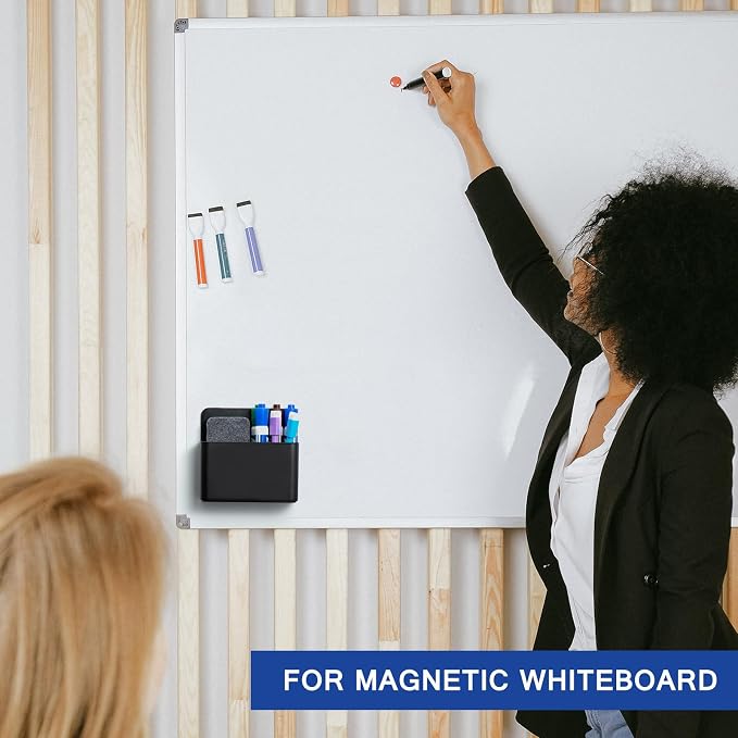 Simetufy Magnetic Dry Erase Marker Holder, Magnetic Pen Holder, Whiteboard Marker Holder, Magnetic Marker Holder for Fridge, Whiteboard, Locker, Magnetic Cup for Dry Erase Board, 1 Pack, Black