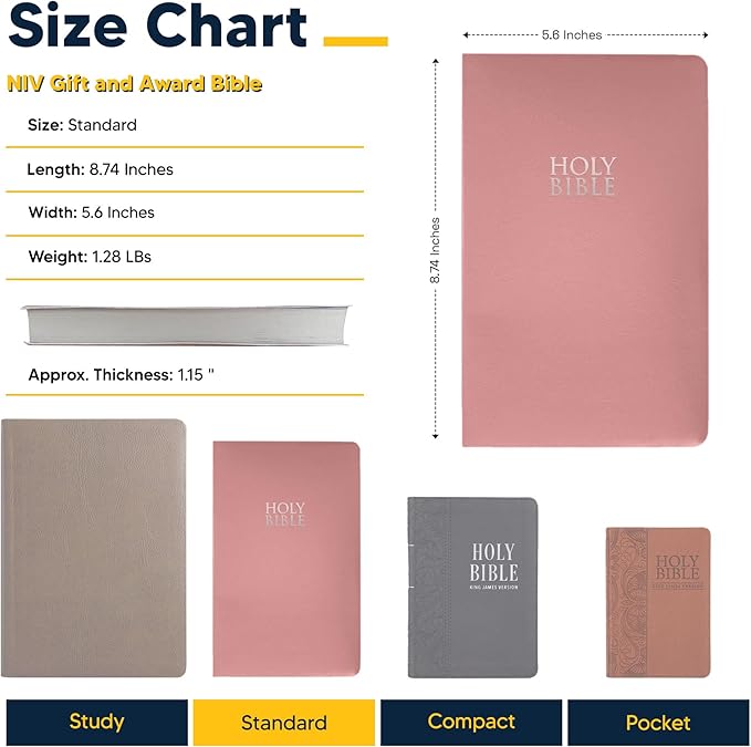 Personalized NIV Bible Faux Leather Small Print Economy Bible with Custom Name at The Lower Right Side & Red-Highlighted Verses, Custom Gift for Christian & Religious Events | Pink