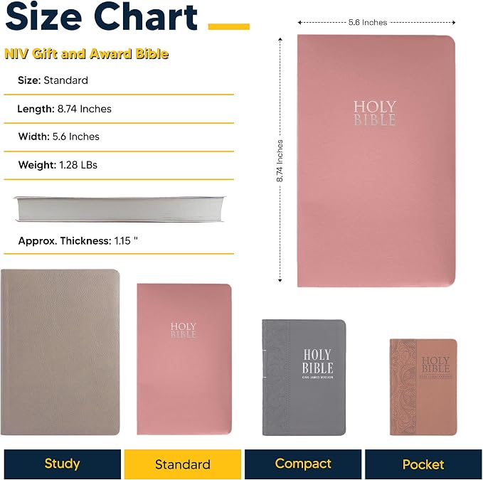 Personalized NIV Bible Faux Leather Small Print Economy Bible with Custom Name at The Lower Right Side & Red-Highlighted Verses, Custom Gift for Christian & Religious Events | Pink