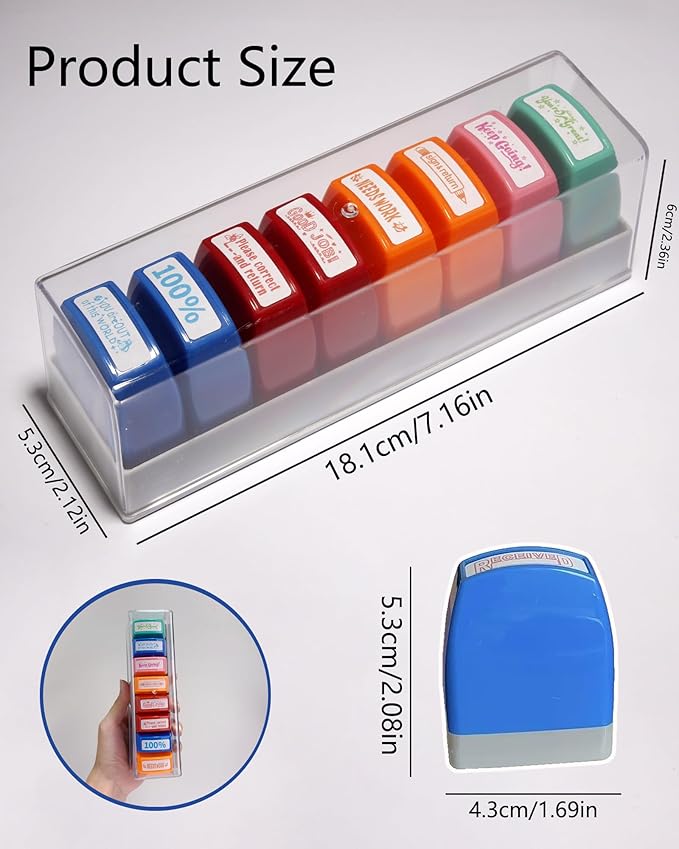 Teacher Stamps for Grading 8-Pack Self-Inking Teacher Stamp School Stamp for Homework Reward Grade Papers Motivate Students