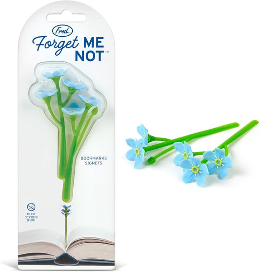 Genuine Fred Forget ME NOT Flower Bookmarks – Set of 2 Blue Flower Page Markers – Soft and Flexible Silicone - Gifts for Readers and Book Lovers