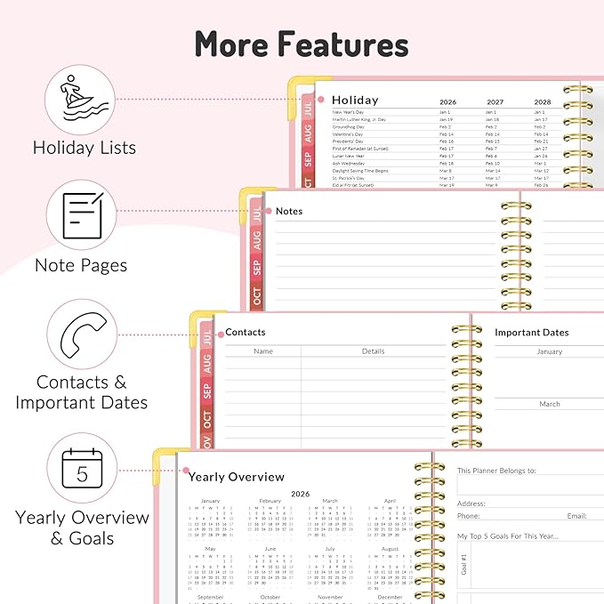 Jul 2026 - Dec 2027 Planner, Forvencer 18 Month Academic Planner 2026-2027, 8.5" x 11", Calendar Planner Weekly and Monthly, Daily Agenda Book, School Supplies for Student Teacher, A4, Dark Green
