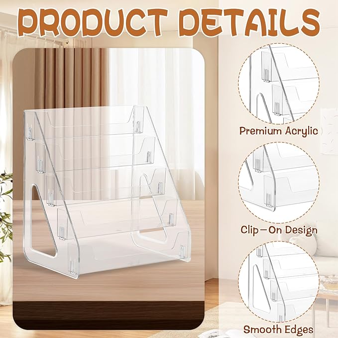 5 Tier Acrylic Bookmark Display Stand for 2. 2'' Bookmark, Portable Sticker Holder Greeting Card Display for Business Vendor, Retail Store Shop