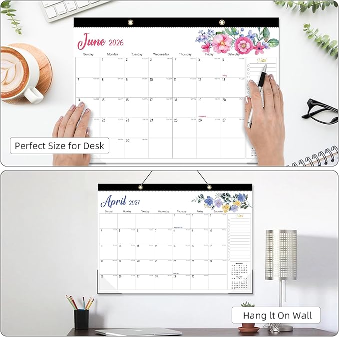 Tcamp 2026 Calendar - 18 Months Desk Calendar 2026-2027 from January 2026 to June 2027, Large 17" x 12" Wall Calendar with Julian Dates, Desk Planner for Home School Office Desktop, Christmas Gifts