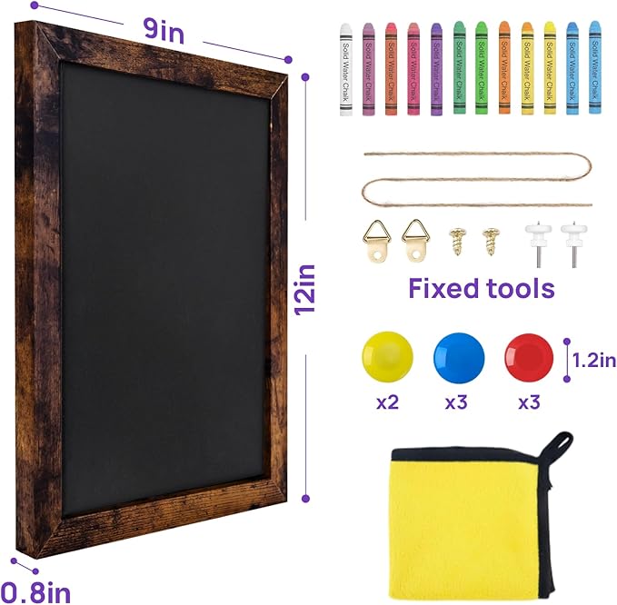 Magnetic Chalkboard, 9x12 Inches Blackboard for Wall, Black Dry Erase Board for School, Office, Home, Bar and Restaurant Menu