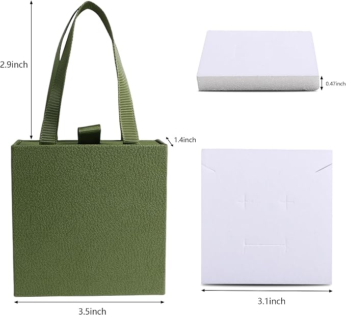 40 pcs paper boxes 9 x 9 x 3.5 cm, green luxury gift storage, jewelry gift storage box for earrings necklaces bracelets rings