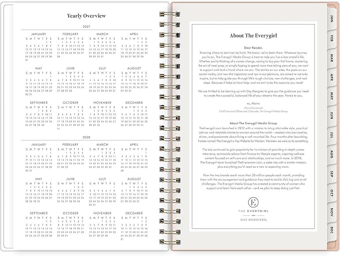 Blue Sky The Everygirl 2027 Weekly and Monthly Planner Calendar, January 2027 - December 2027, 5" x 8", Flexible Cover, Durable Twin Wire Binding, Storage Pocket, With Stickers, Bengala Desert Rose