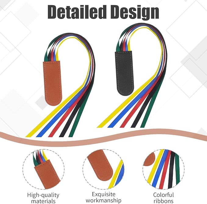 2Pcs Bible Ribbons Bookmarks, Christian Bookmarks Tassels, Artificial Leather Book Marks with Colorful Ribbon, Book Accessories for Reader Easter Gift, Bible Accessories Women (Brown+Black)