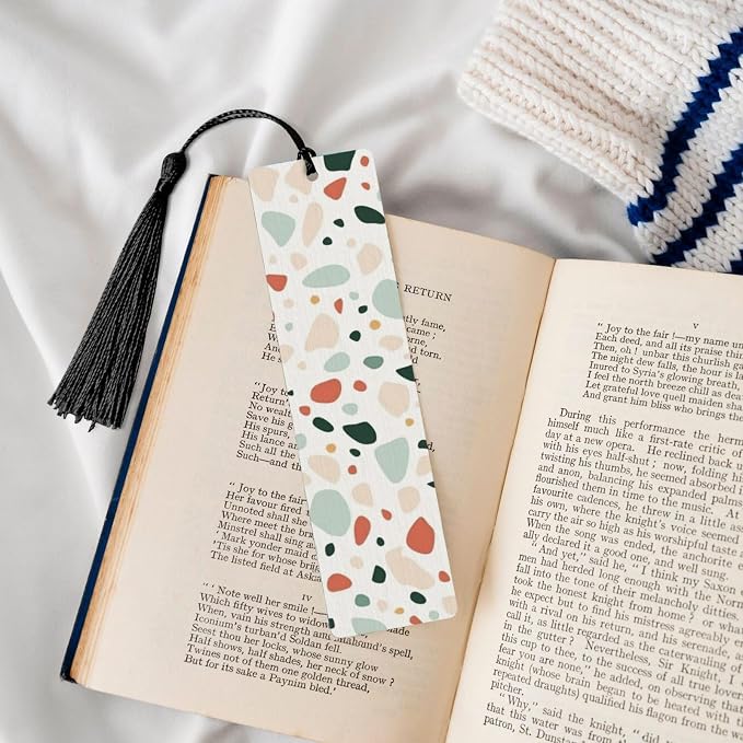 5pcs Wood Bookmarks with Tassel for Planner Reading Book Lovers Accessory Readers Men Women 4.6 X 1.2 Inch