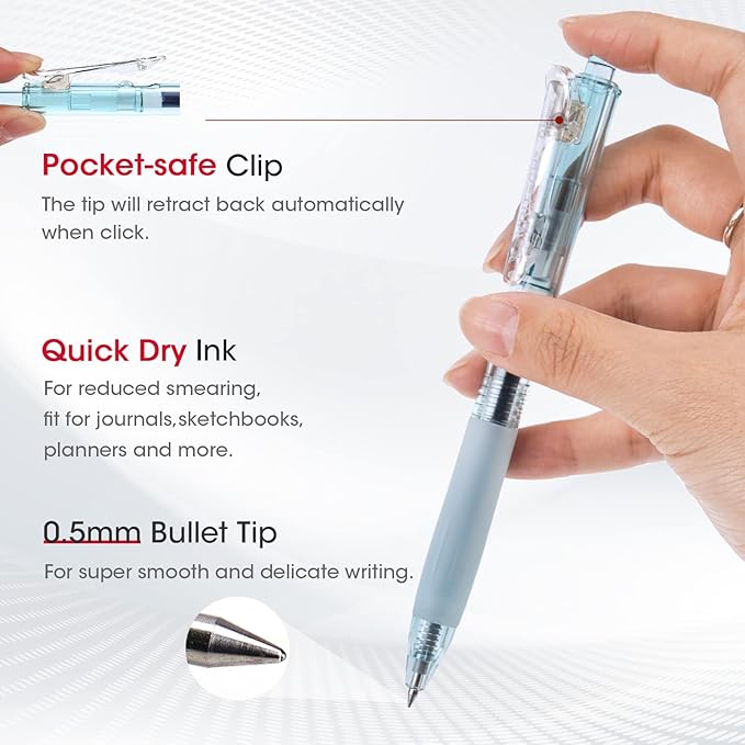 WRITECH Retractable Gel Pens Quick Dry Ink Pens 0.5mm Bullet Multicolor For Journaling, Drawing, Doodling, and Notetaking (Multicolor)