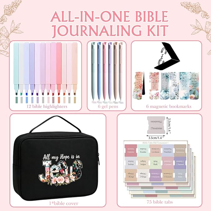 Bible Cover Case for Women, Durable Bibles Bags for Women with Handles, All-in-One Bible Journaling Kit, Perfect Bible Study Kit and Bibles Study Supplies for Christian Women