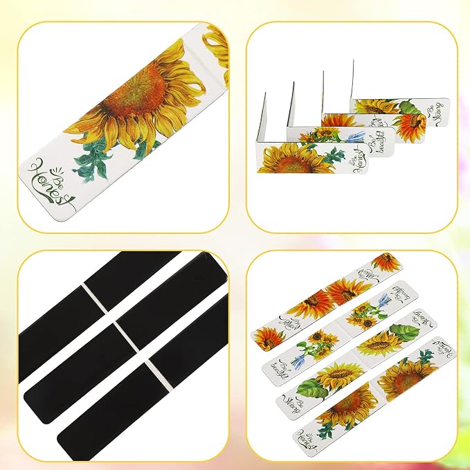 12 Pieces Sunflower Magnetic Bookmarks Inspirational Magnetic Bookmarks Magnet Page Markers Positive Book Marker for Students Teachers School Home Office Supplies, 12 Styles