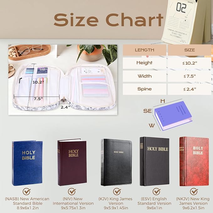 XKDOUS 30 Pcs Bible Bag Kit for Women Quilted Bible Cover Case w/Handle, Tabs, Study Supplies Bible Journaling Kit Large Book Carrying Case Christian Gifts for Mother Lady