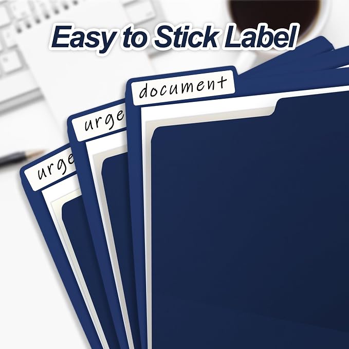 VZCPYTPM 150 Pack Navy Blue File Folders,Letter Size (8.5x11 in),1/3-Cut Tabs in Assorted Positions,Cardstock Paper Folders for Office,School & Home Filing Cabinet Organization, Bulk Document Folders