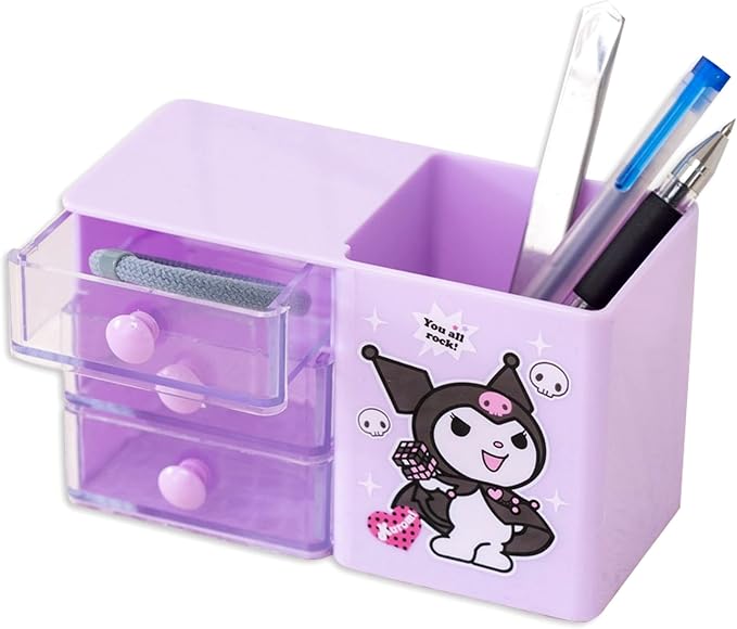 Roffatide Anime Cinnamoroll Melody Kuromi Desktop Desk Office Supplies Container Pen Holder for Desk Cute Pencil Cup Pot Makeup Brush Holder Mini Box