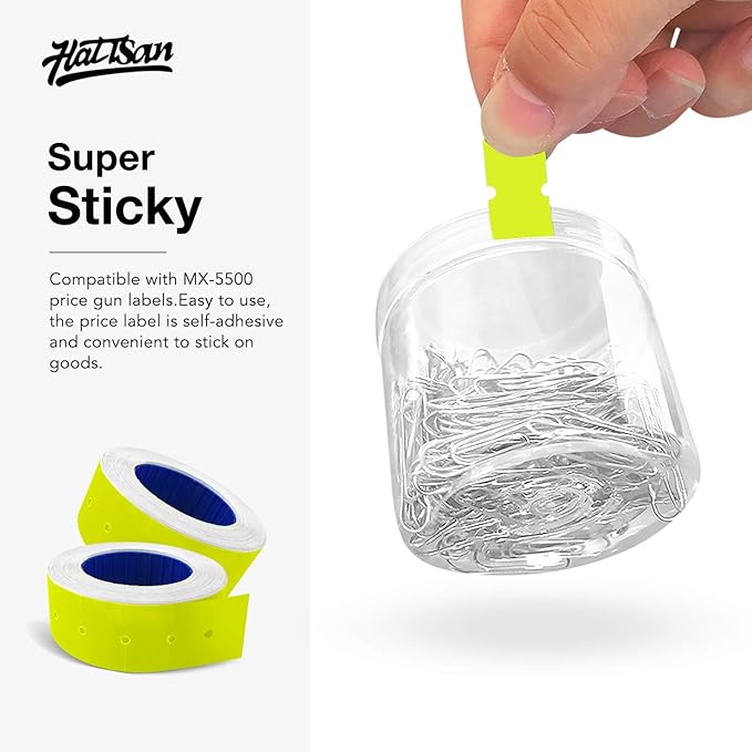 30 Rolls 15000 Price Gun Labels for Mx-5500 White Price Marker Stickers, Super Sticky Label Paper Tag Labels (Yellow)