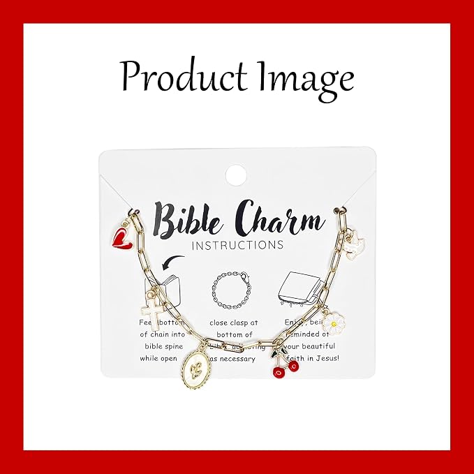 Bible Charm Chain, Christian Bible Accessory Faith Gift, Scripture Bookmark, Bible Jewelry Religious Decor for Study (Style-A)