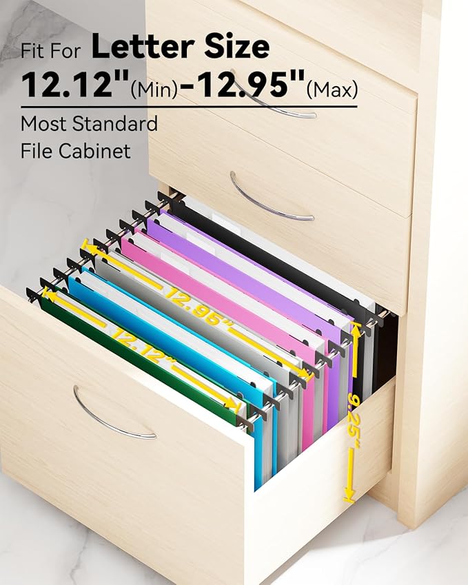 Ansook Letter Size Hanging File Folders,12 Pack Extra Capacity File Folders Hanging with Tabs,Heavy Duty 1 Inch Expandable File Folder Organizer,Plastic Filing Cabinet Folders for Office Home School