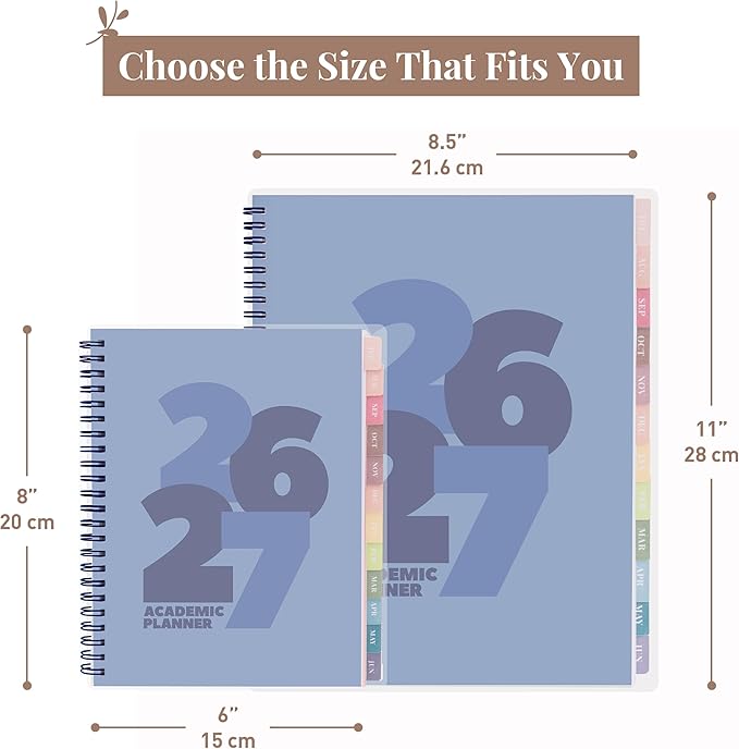 Rileys Academic Planner 2026-2027, Daily, Weekly & Monthly Planner, July 2026 - June 2027, Student Notes Pages, Twin-Wire Binding, Weekly Agenda for School & Work (8.5 x 11-Inches, Chunky, Blue)