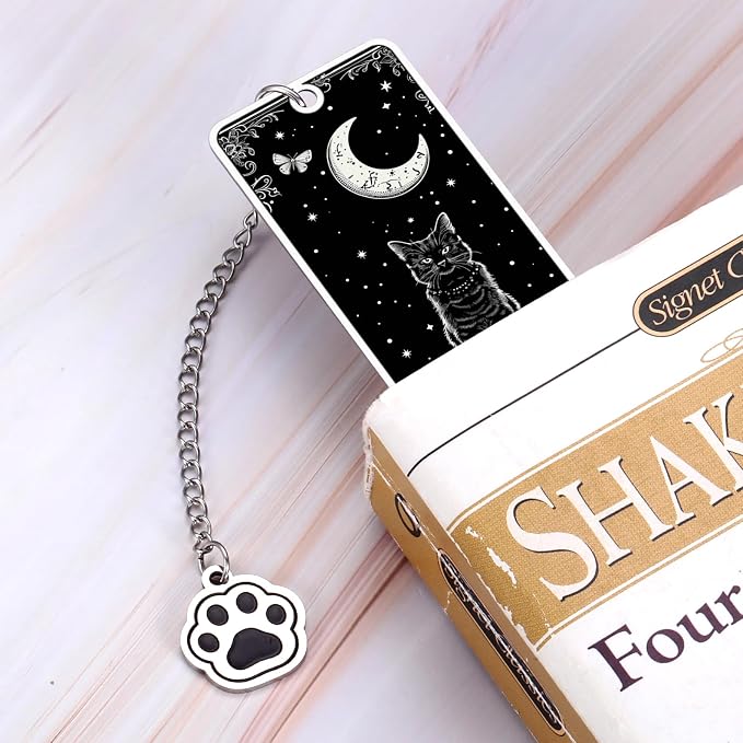 Cat Bookmarks for Book Lovers, Fathers Day Cat Lover Gifts for Men Women Readers, Black Cat Basket Halloween Boo Basket Stuffers, Cats Themed Gifts Mom Dad Cute Bookmarks Book Accessories Bookish Gift