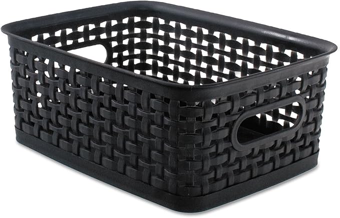 Advantus 40326 Weave Bins, 9 7/8 x 7 3/8 x 4, Plastic, Black, 3 Bins