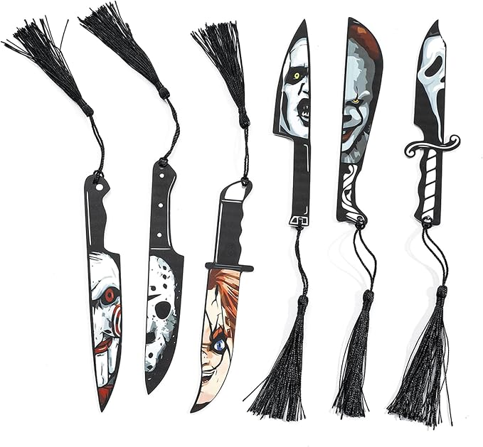 Horror Movie Knife Bookmark Set, Ghostface Gothic Dagger Bookmarks for Men & Women, Bookmarker Reading Gifts for Horror Book Lovers(6pc Knife)