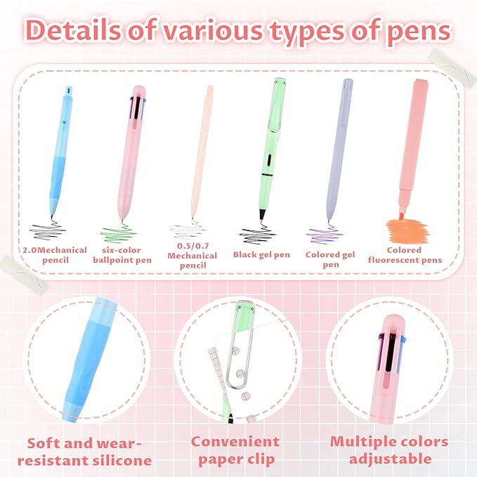 80Pcs Aesthetic School Supplies with Cute Pencil Case, 12 Pastel Highlighters, 4 Multicolor Ballpoint Pens, 6 Gel Pens with Refills, 10 Mechanical Pencils with Leads for Student Stationery Set(Pink)