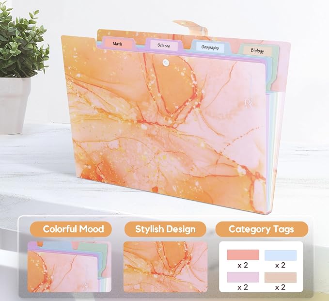 Forest Series Expanding File Folder Stylish Funky Cute Retro Document Organizer with Natural Scenes for Students,Teachers & Freelancers - Golden Sunshine