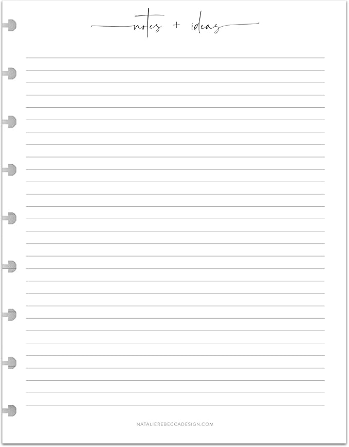 BetterNote Notes Refill Pages for Discbound Notebooks, fits Happy Planner, Levenger Circa, TUL, Staples Arc, InkWell Press, Talia (Modern- 25 Sheets, 9-Disc, 7"x9.25")