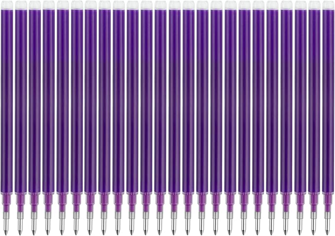 0.7 mm Erasable Gel Ink Pen Refills Compatible with Frixion Friction, Smooth Writing Multicolor Retractable Fine Point Pen Refill for School Office Home Art (Purple, 24)