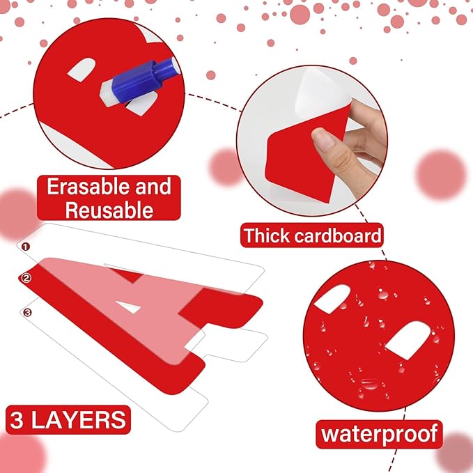 Qyeahkj 150 PCS Large 6" Font Letters and Punctuation Set, Red Classroom Alphabet Cutout for Bulletin Board Display Home School Class Decoration, A Great Helper to Inspire Students' Learning Interest