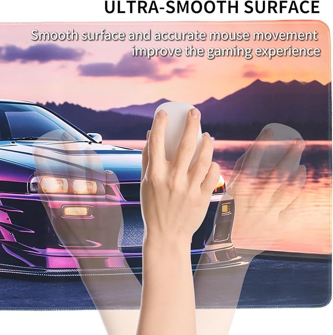 JDM Car R34 Large Mouse Pad Japanese Car Purple Sea Cool Desk Mat Computer Accessories Gaming Office Organizers Supplies Decor Essentials Keyboard Pads for Desk Rubber 30x60cm