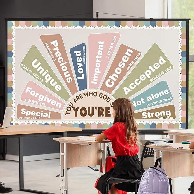 Christian Bulletin Board Decorations Inspirational Bulletin Board Set Motivational Paper Cutouts Boho God Says You are Religious for Classroom Sunday School VBS Home Church Supplies