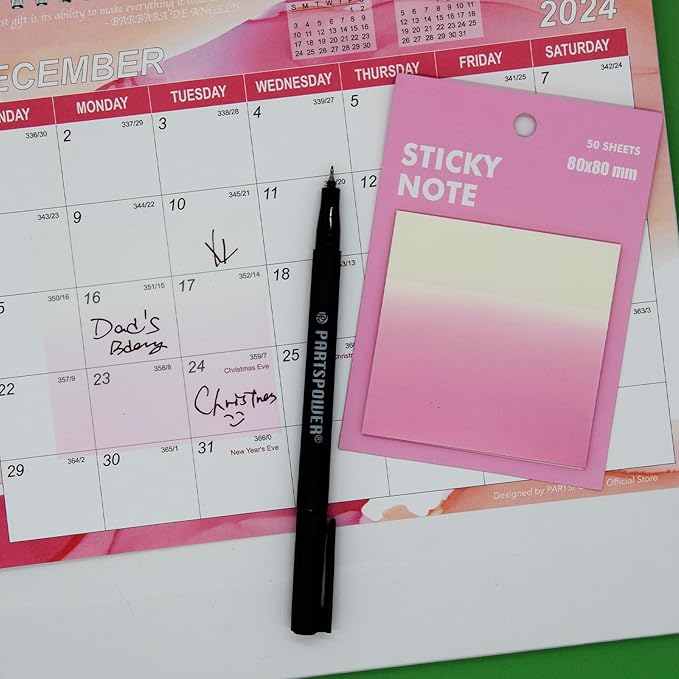 PARTSPOWER Fine Tip Permanent Pens, 6 Count Transparent Sticky Notes Writing Pens, 0.5mm Quick Dry Markers, Black Oil Based Marking Pens