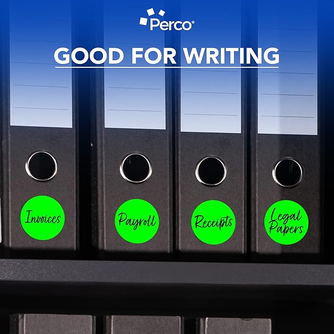 Perco Fluorescent Green 3-Inch Perforated Circle Dot Sticker Labels — 10 Rolls, 5,000 Round Stickers — with Permanent Adhesive for Moving Boxes, Sale Signage, Displays, Status Messaging—Made in USA