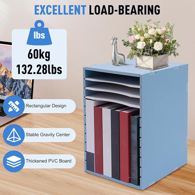 Adjustable Literature Organizer, 11 Compartment Vertical Office Mailbox, Desk File Organizer Desktop Sorter for Office, Home, Classroom