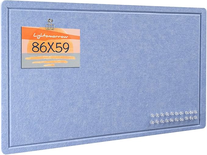 Lightomorrow Bulletin Board, 35 x 17 1/2 inches Felt Board - Decorative Pin Board, Cork Board Alternative for Wall, Foldable Self-Adhesive Vision Board Prayer Board with 20 Pushpins-Lavender Blue
