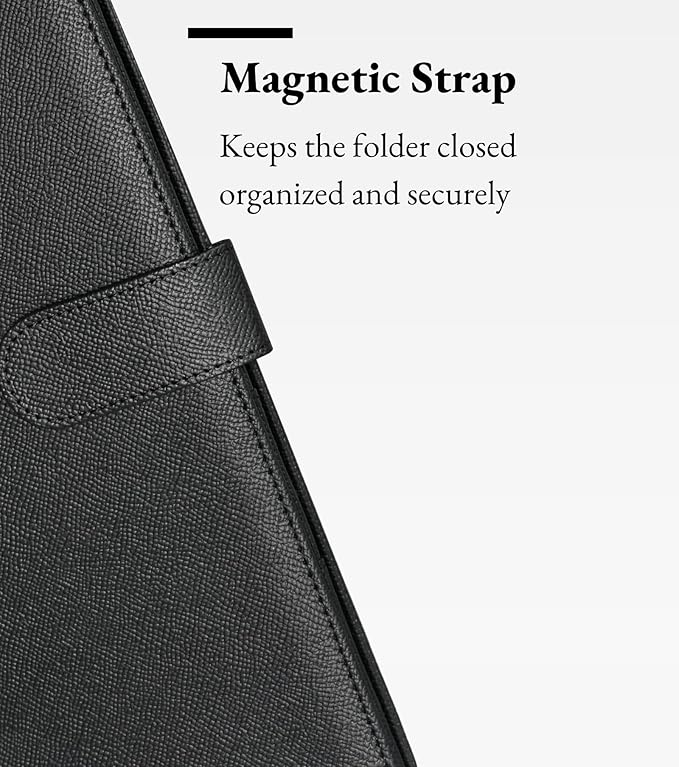 Zreal Padfolio Portfolio for Women and Men, Faux Leather Clipboard Folder with Document Organizer, Business Card & Pen Holder, Fits A4 Letter Size Legal pad for Work, Office & Conference (Black)