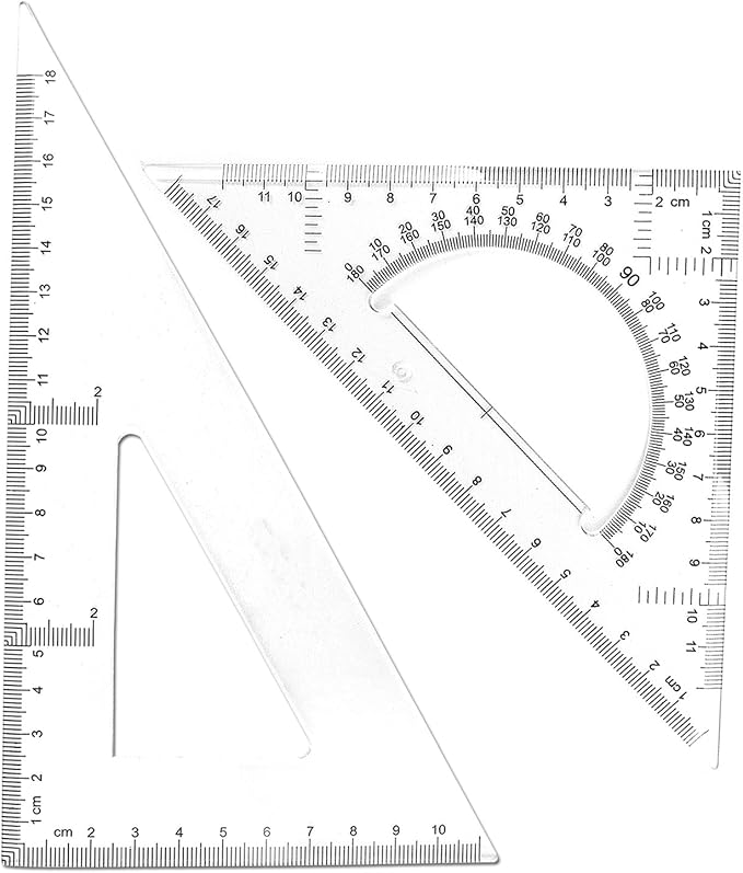 BronaGrand Triangle Ruler Square Set, 30/60 and 45/90 Degrees, Set of 2