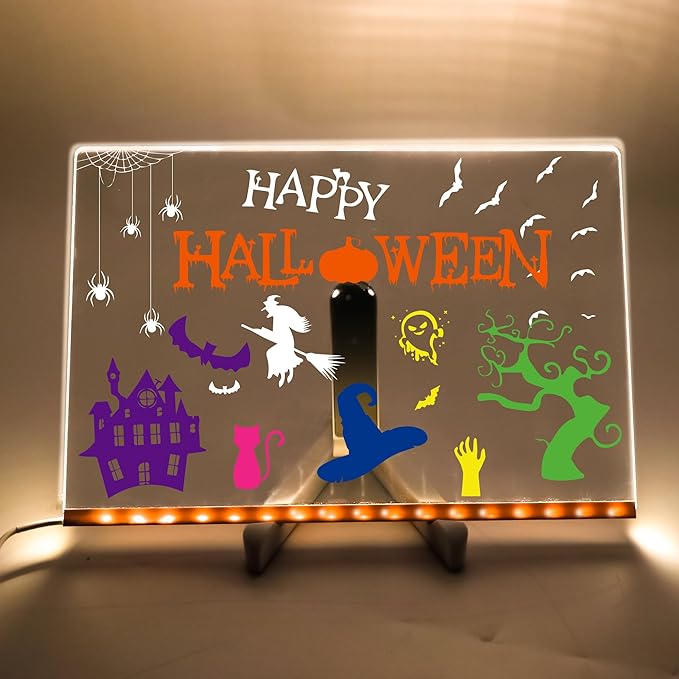 GraduationMall Acrylic Dry Erase Board with Light 11.8 X 7.9 LED Note Message Glass Board with Stand Kids Graduation Gifts for Office School Home