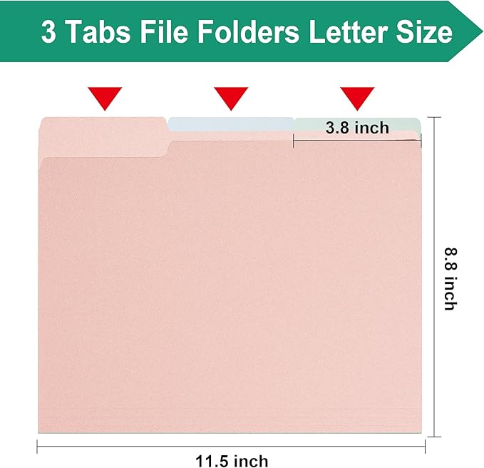 pmybupo Peachy-Pink File Folders,18 Pack Colored Manilla Folders 8.5x11,Colored File Folders Home Office School Supplies for Documents Files Paper