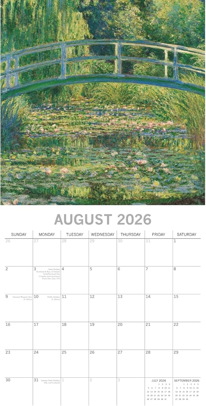 The Gifted Stationery 2026 Square Wall Calendar, Impressionists, 16-Month Arts & Antiques Theme Hanging Calendar with 180 Reminder Stickers, Month Planner for Home and Creative Spaces, 12x12 In