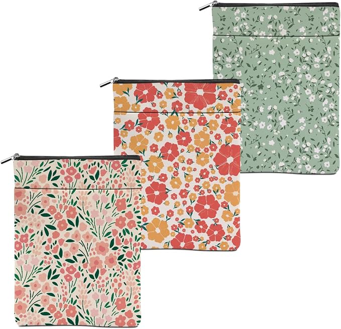 3Pcs Flower Botanic Book Sleeve Book Accessories Book Cover Book Protector Christmas Birthday Boss Day Book Lovers Gifts Bookish Book Club Gifts for Readers Women Librarian Book Lover Aunt